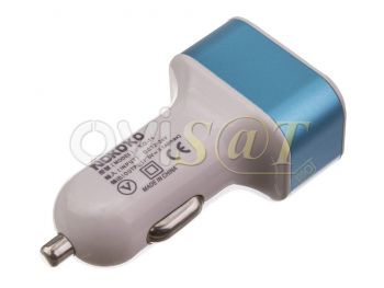 Cargador de coche universal KO-14 azul con 3 entradas USB
